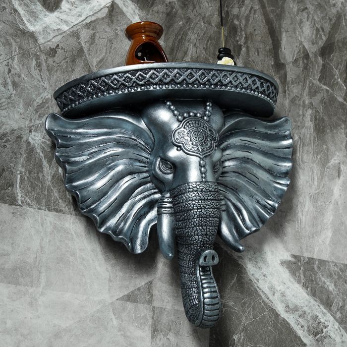 Консоль "Индийский Слон", состаренное серебро, 40 х 38 см в компании "Синоптик"