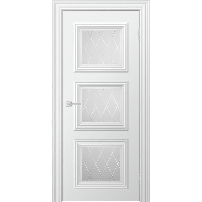 Дверное полотно «Бионика Miel», 900 × 2000 мм, стекло сатинат, рис. решетка, цвет снежный в компании "Синоптик"