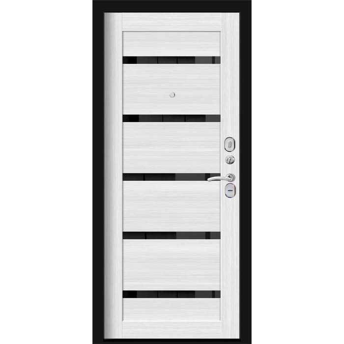 Входная дверь «Хит 8 Nova», 860 × 2100 мм, левая, цвет чёрный шёлк / белый ясень в компании "Синоптик"